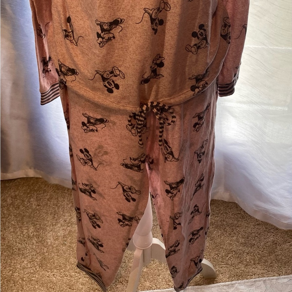 Disney Pink Mickey Mouse Pajama Set with Striped Drawstring